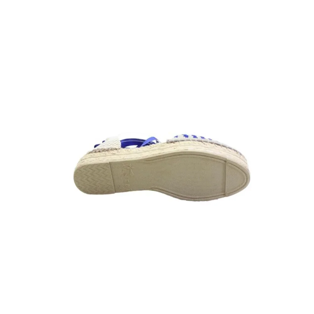 Manebi Women's Ankle Wrap Espadrille Blue Ribbon Sandals Beige Size 38 - Picture 4 of 5